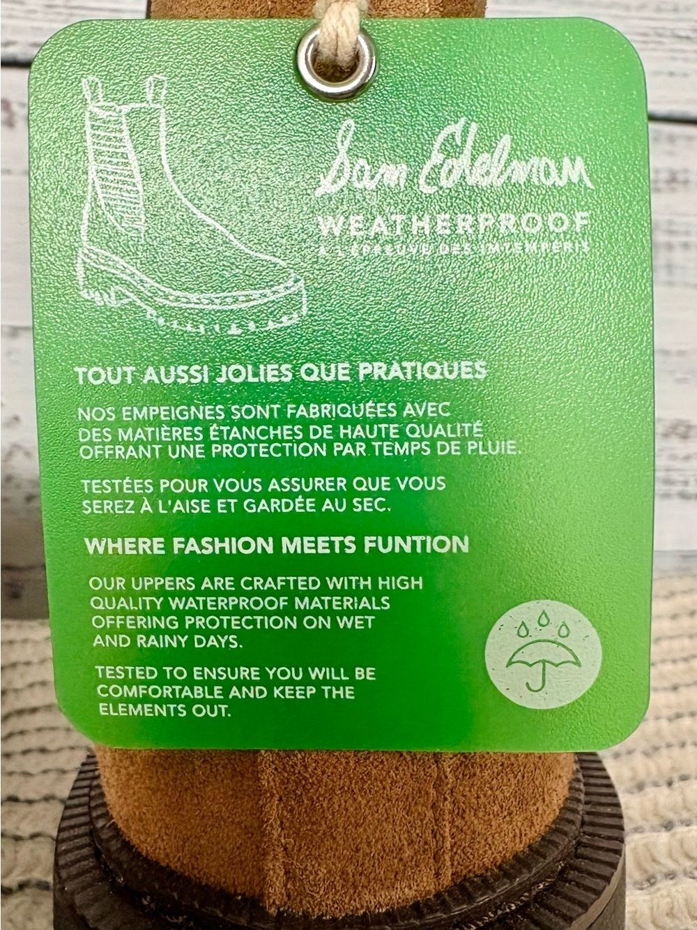 Sam Edelman Laguna Weatherproof Chelsea Boots Womens 7.5 Tan Suede Lug Sole NWOB - Picture 10 of 15